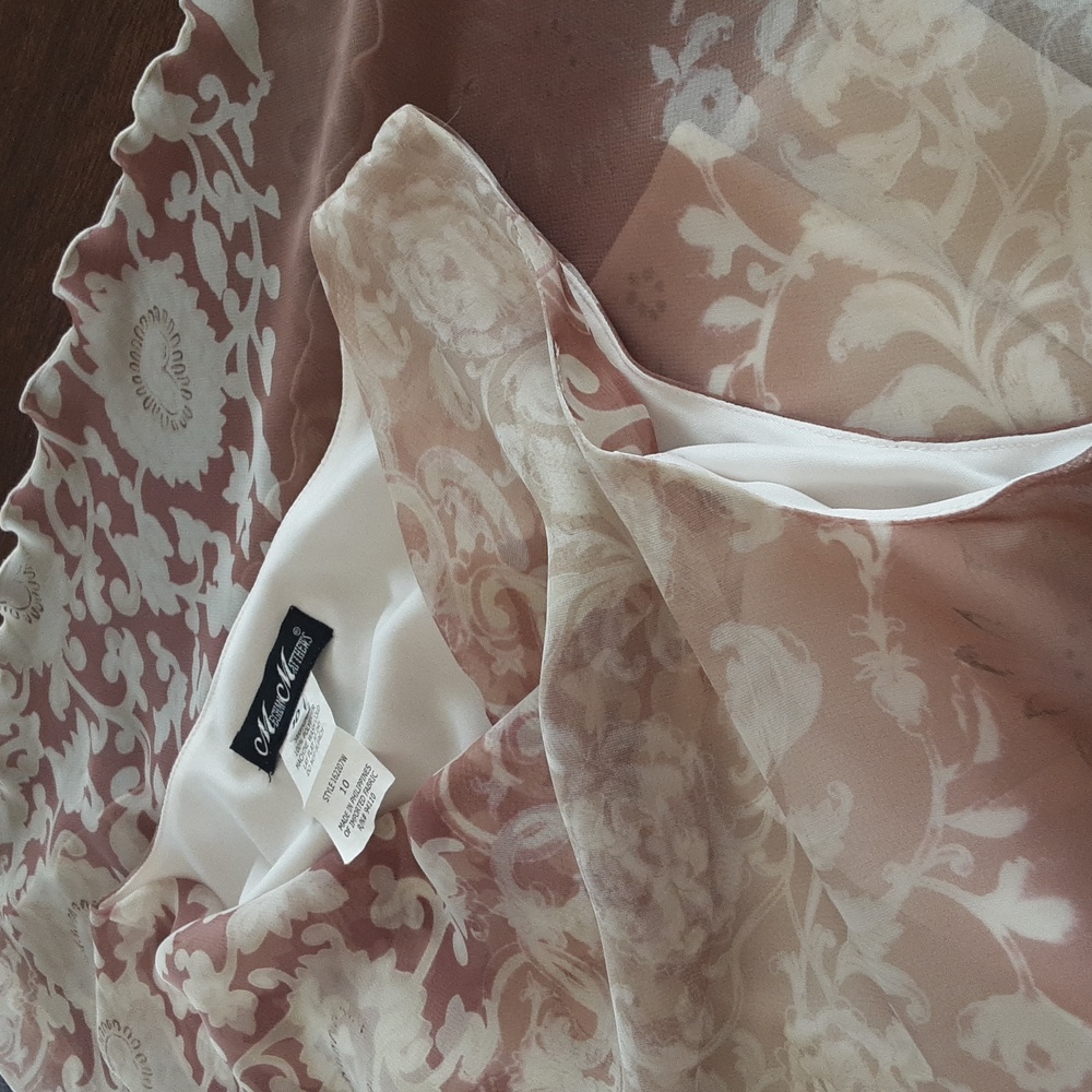 Dusty Rose and Cream Floral Sleeveless Dress